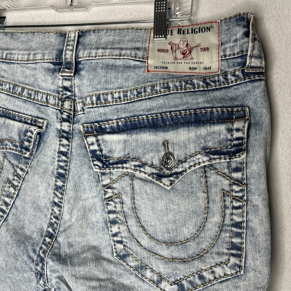 True Religion Cut-Off Shorts Men's 36 Light Wash Denim Vintage Distressed Grunge